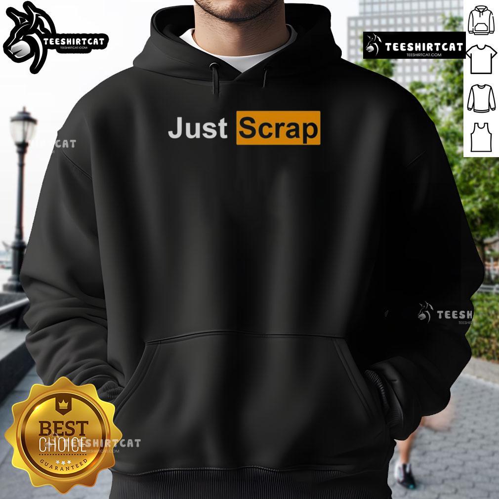 Official Just Scrap Hoodie in black, showcasing stylish design and comfortable fit, perfect for casual wear.