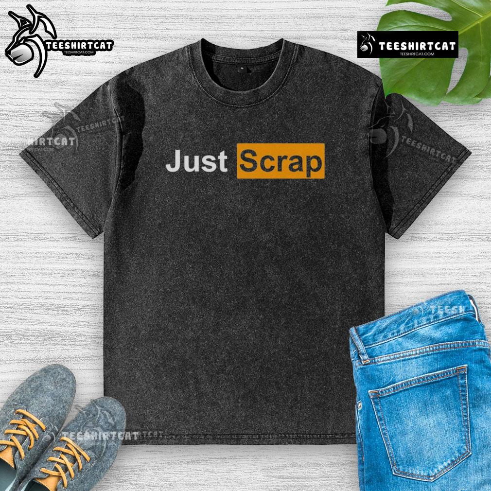 Official Just Scrap washed t-shirt in soft fabric, showcasing a trendy design for casual wear.