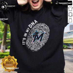 Official Miami Marlins In My DNA sweatshirt featuring team colors and logo, perfect for fans and casual wear.