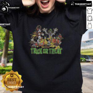 Official Mickey and Friends Trick or Treat Sweatshirt featuring classic Disney characters in Halloween costumes.