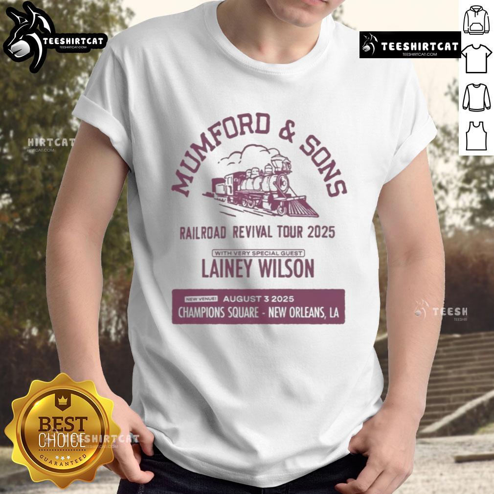 Alt Text: Official Mumford & Sons Aug 3 2025 New Orleans LA T-Shirt featuring band logo and concert date design.