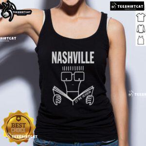 Official Nashville Is The Reason Milo Goes To Nashville tank top displayed on a model, showcasing Nashville-themed apparel.