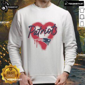 Official New England Patriots Football Spray Heart Sweatshirt in navy blue, perfect for game day and showing team spirit.