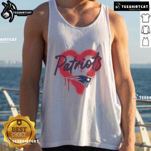 Official New England Patriots football spray heart tank top featuring team colors and logo, perfect for game day.