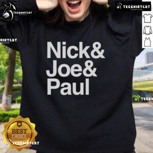 Official Nick Joe Paul Sweatshirt featuring a stylish design, perfect for fans of the music trio. Comfortable and trendy.
