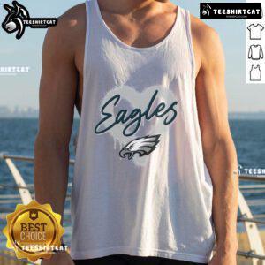 Alt Text: Official Philadelphia Eagles Football Spray Heart Tank Top for fans, featuring vibrant team colors and stylish design.