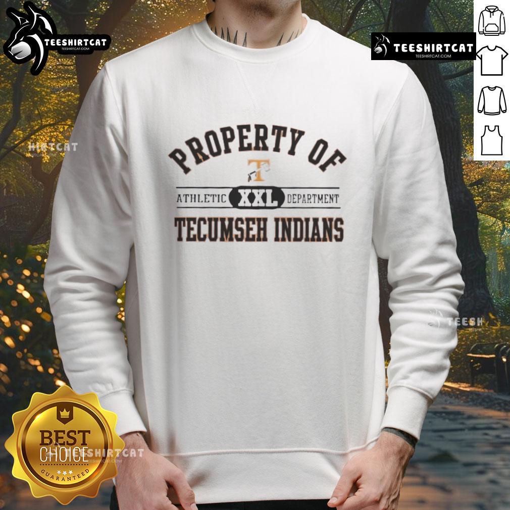 Alt Text: Official Tecumseh Indians Athletic Department sweatshirt featuring logo and sporty design for team spirit.