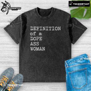 Official Sheryl Swoopes Definition of a Dope Ass Woman washed t-shirt featuring bold graphic design and comfortable fit.