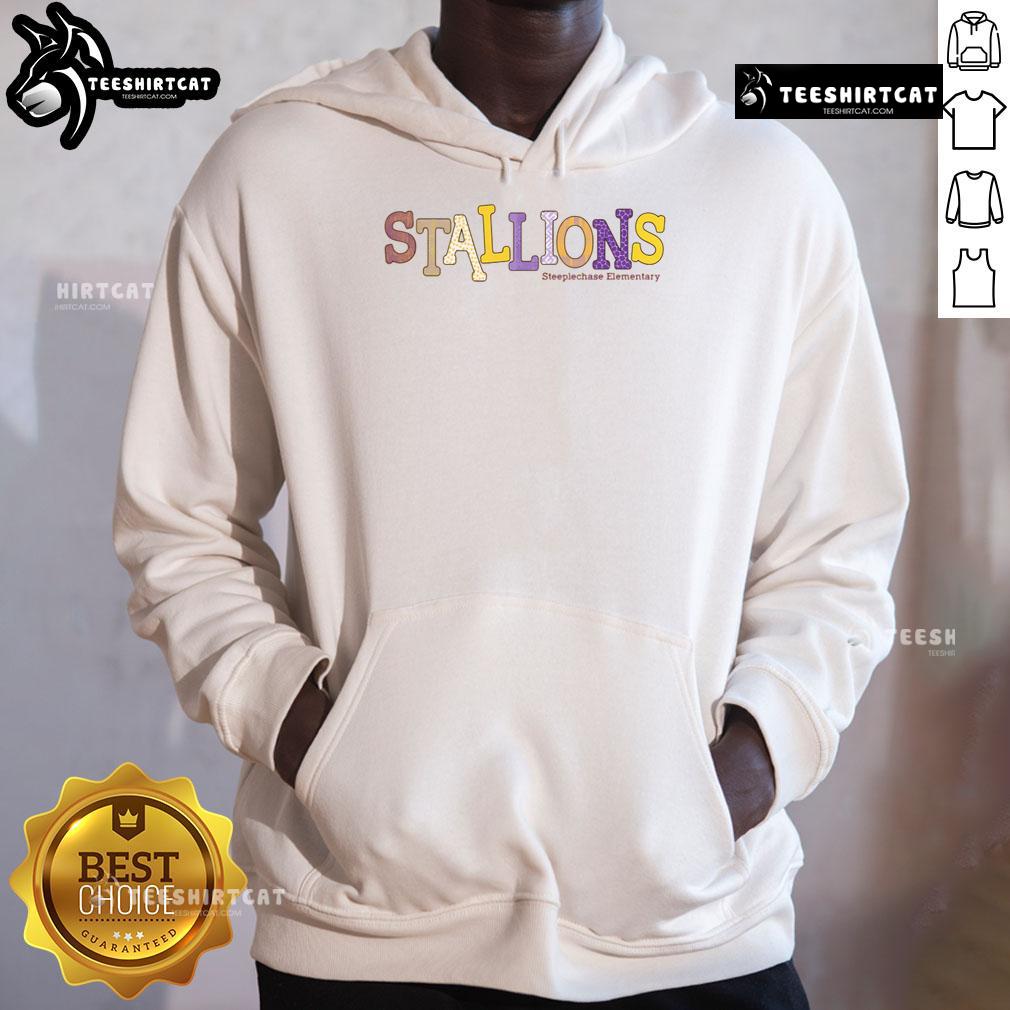 Official Steeplechase Stallions Elementary Pattern Hoodie showcasing vibrant design and comfortable fit for fans.