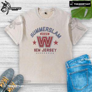 Official SummerSlam 2025 New Jersey washed t-shirt featuring vibrant graphics and a comfortable fit for fans.