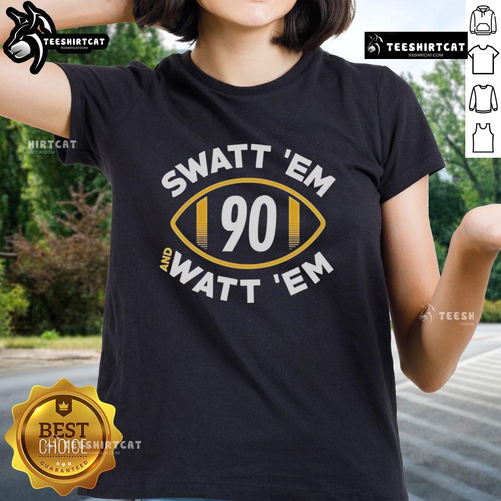 Official Swatt Em And Watt Em 90 Pittsburgh Football Ladies Tee in stylish design, perfect for supporting your team.