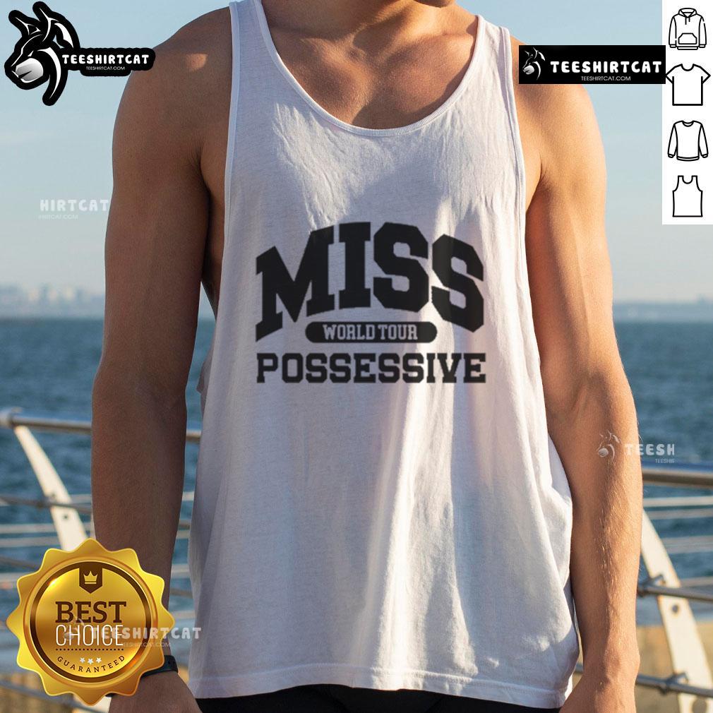 Official Tate McRae Miss Possessive World Tour tank top featuring vibrant design and tour branding, perfect for fans.