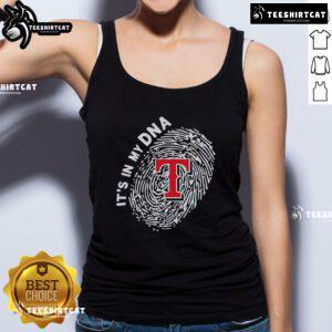 Official Texas Rangers In My DNA tank top featuring team colors and logo, perfect for baseball fans and warm weather.