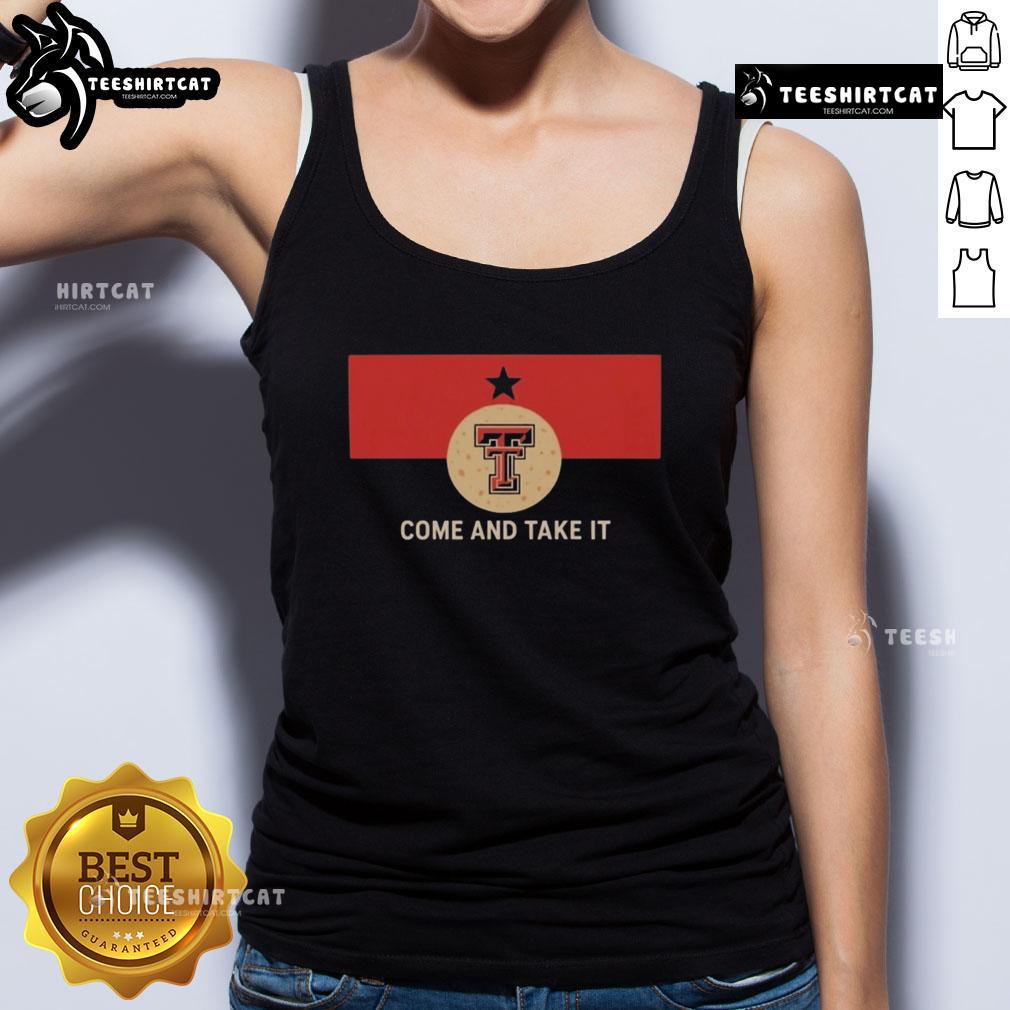 Official Texas Tech Red Raiders Come and Take It tank top showcasing team pride and style for fans.