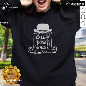 Official The Addams Family Cousin It sweatshirt featuring a creepy, kooky design with hairy details, perfect for fans.