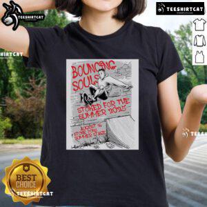 Official The Bouncing Souls August 16, 2025 Stone Pony Summer Stage poster on a ladies tee, vibrant design, music event.