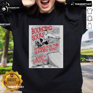 Alt Text: Official Bouncing Souls August 16, 2025 Stone Pony Summer Stage poster on a stylish sweatshirt design.