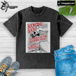 Official The Bouncing Souls August 16, 2025 Stone Pony Summer Stage poster on a washed t-shirt, featuring vibrant graphics.