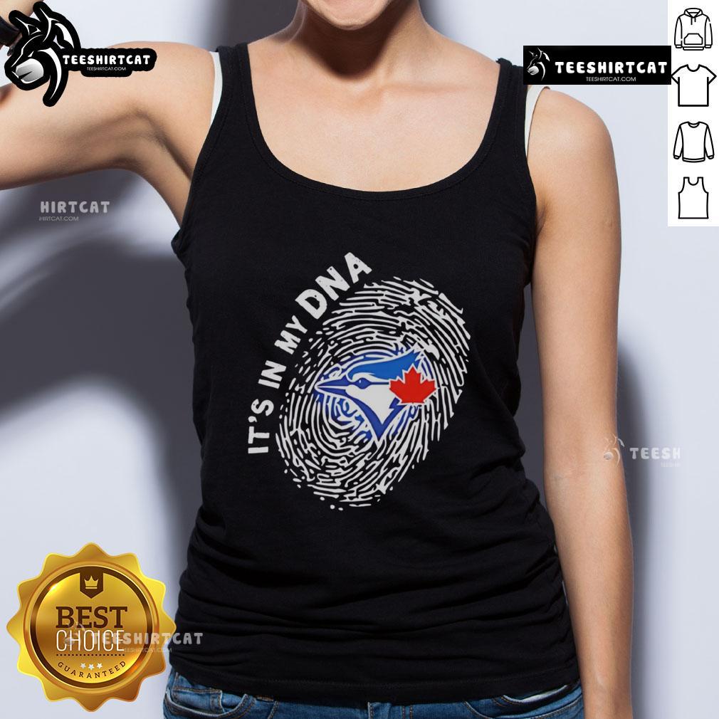 Official Toronto Blue Jays In My DNA tank top featuring team colors and logo, perfect for fans and summer wear.