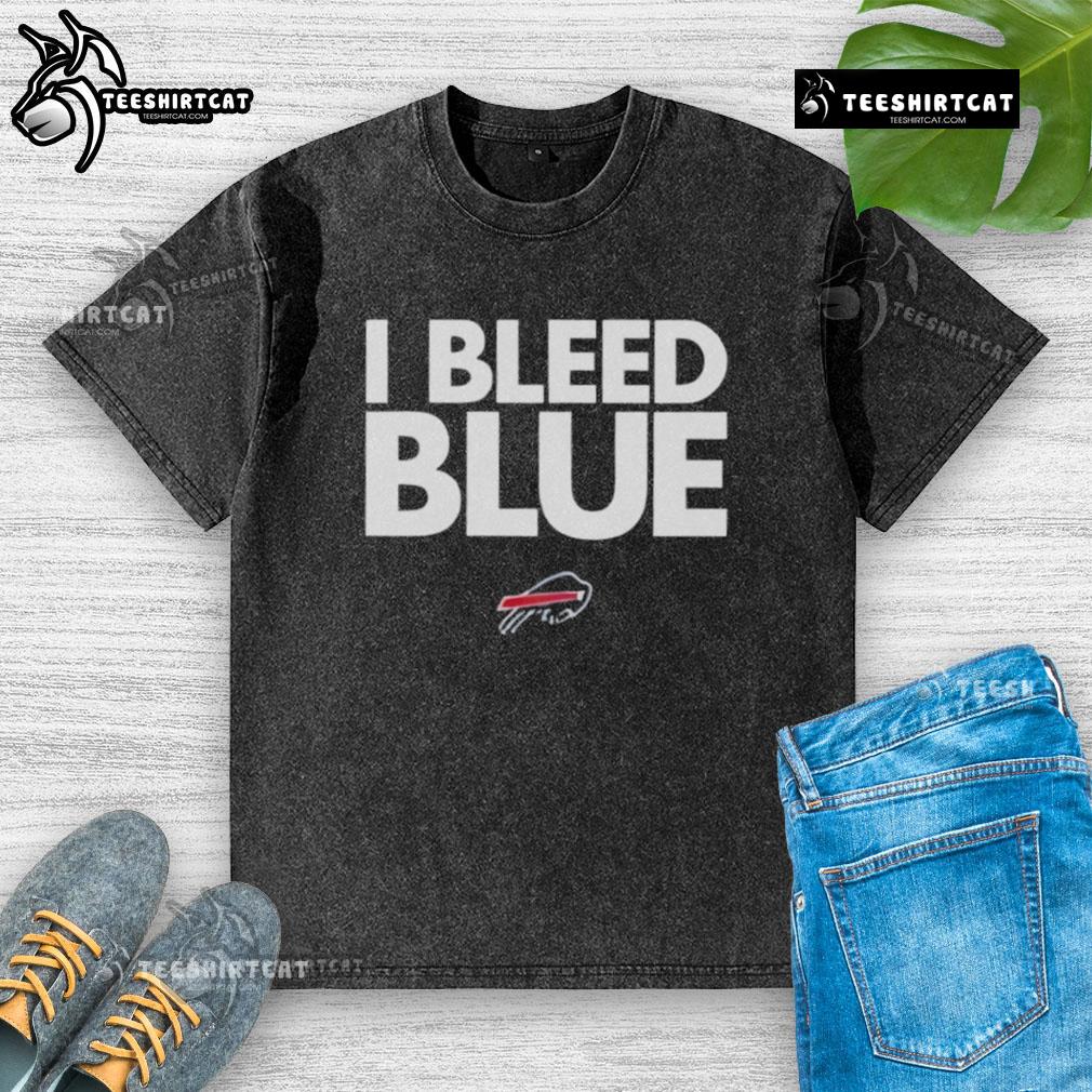 Alt Text: Original Buffalo Bills I Bleed Blue washed t-shirt, featuring a bold graphic design in team colors. Perfect for fans!