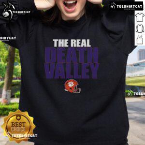 Original Clemson Tigers The Real Death Valley Helmet 2025 Sweatshirt showcasing vibrant team colors and logo.