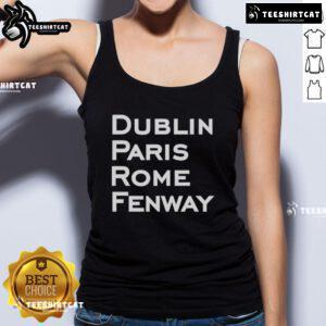 Original Dublin Paris Rome Fenway Boston Red Sox tank top featuring vibrant team colors and logo design.