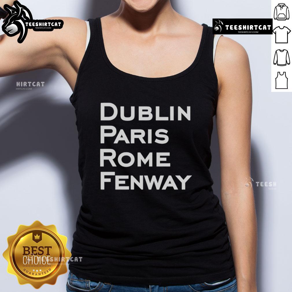 Original Dublin Paris Rome Fenway Boston Red Sox tank top featuring vibrant team colors and logo design.