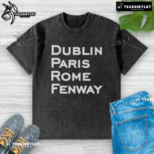Original Dublin Paris Rome Fenway Boston Red Sox washed t-shirt featuring vintage logo and relaxed fit design.