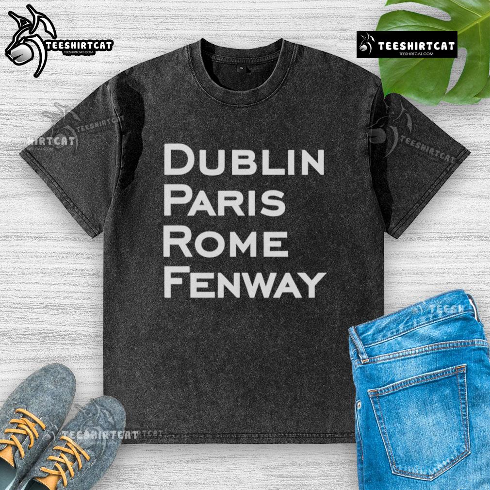 Original Dublin Paris Rome Fenway Boston Red Sox washed t-shirt featuring vintage logo and relaxed fit design.