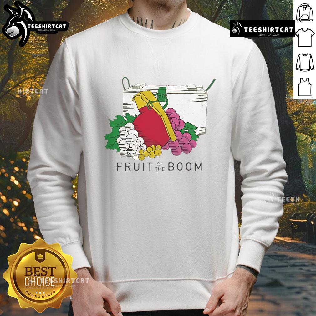 Original Fruits of the Boom sweatshirt featuring vibrant graphics and comfortable design for casual wear.