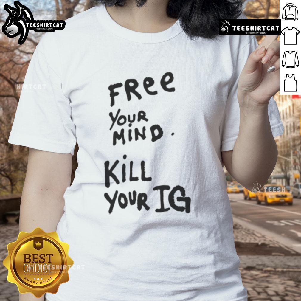 Alt Text: Original Joey Valence wearing the Free Your Mind, Kill Your IG ladies tee, showcasing a stylish streetwear look.