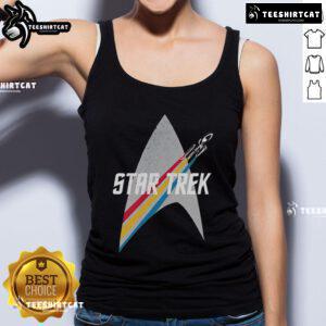 Original Star Trek Series retro striped logo tank top in vibrant colors, perfect for fans of classic sci-fi apparel.