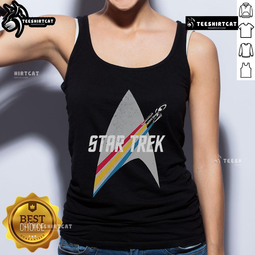 Original Star Trek Series retro striped logo tank top in vibrant colors, perfect for fans of classic sci-fi apparel.