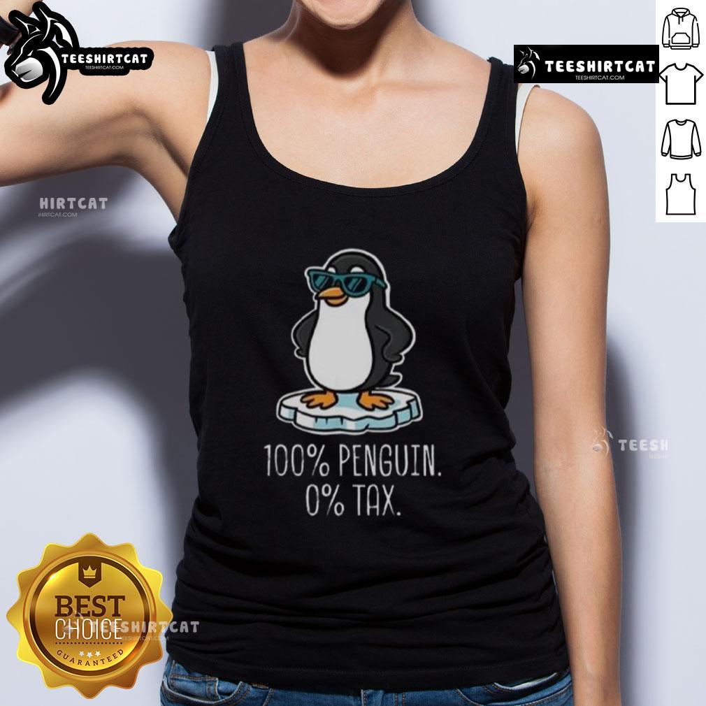 Premium 100% Cotton Penguin 0 Tax Tank Top featuring a fun penguin graphic, perfect for summer wear and casual outings.