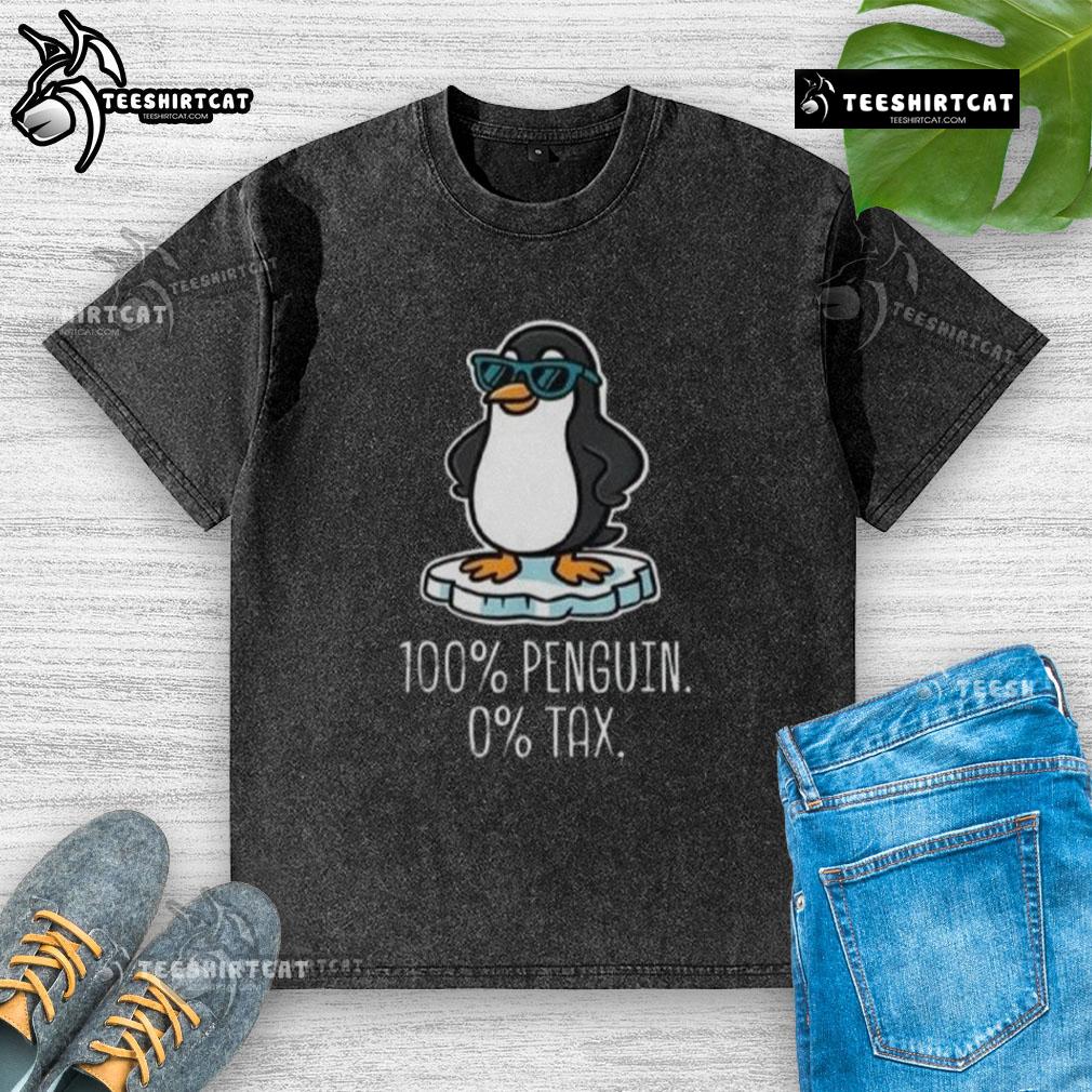 Alt Text: Premium 100% Penguin washed t-shirt, featuring a stylish design with 0 tax, perfect for casual wear.