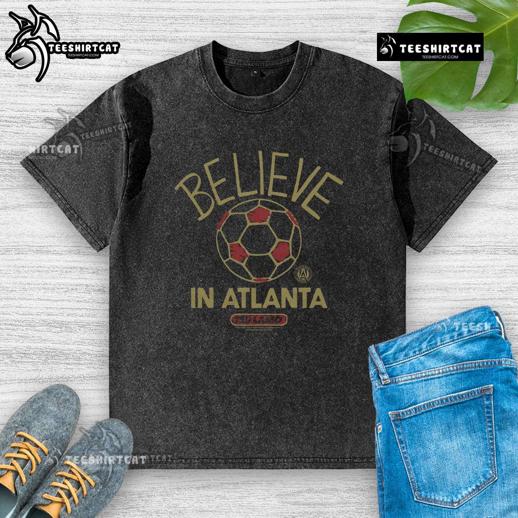 Premium Atlanta United FC homage t-shirt featuring MLS x Ted Lasso design, perfect for soccer fans and casual wear.