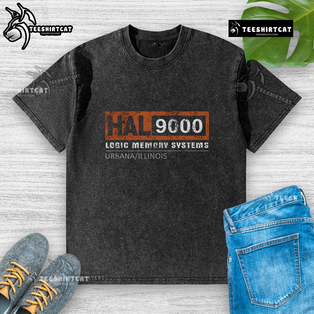 Premium HAL 9000 distressed classic washed t-shirt featuring iconic sci-fi design, perfect for fans and casual wear.