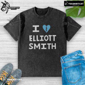 Premium I Love Elliott Smith washed t-shirt featuring a vintage design and soft fabric for music lovers.