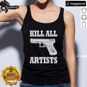 Premium Kill All Artists Gun Tank Top featuring bold graphic design, perfect for edgy streetwear enthusiasts.