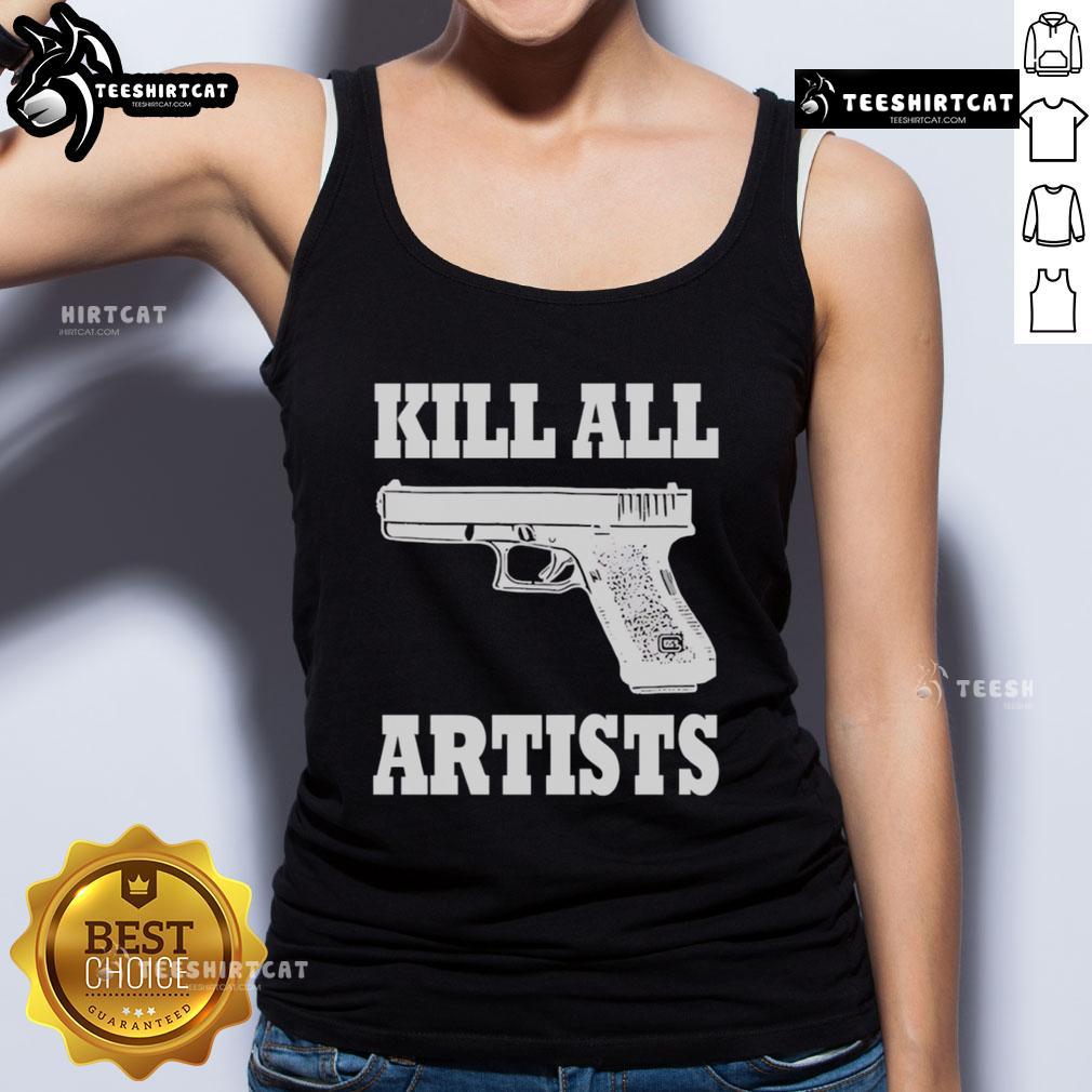 Premium Kill All Artists Gun Tank Top featuring bold graphic design, perfect for edgy streetwear enthusiasts.