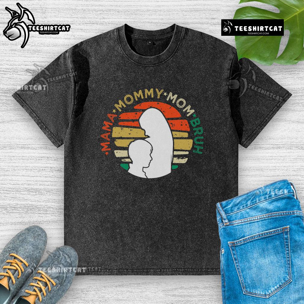 Alt Text: Premium Mama Mommy Mom Bruh T-Shirt showcasing Mom Life design, perfect for stylish boy moms and family moments.