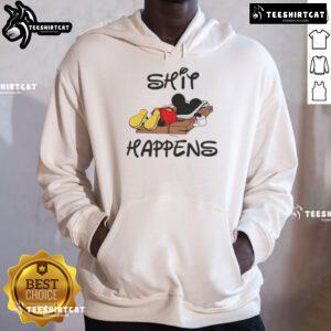 Alt Text: Premium Mickey Mouse Shit Happens hoodie featuring a playful design and vibrant colors for casual wear.
