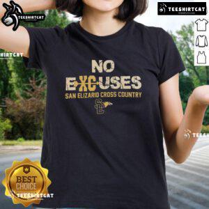 Alt Text: Premium No Excuses San Elizario Cross Country Ladies Tee in vibrant colors, perfect for athletes and runners.