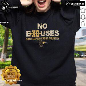 Premium No Excuses San Elizario Cross Country Sweatshirt in navy blue, perfect for athletes and fans of cross country running.