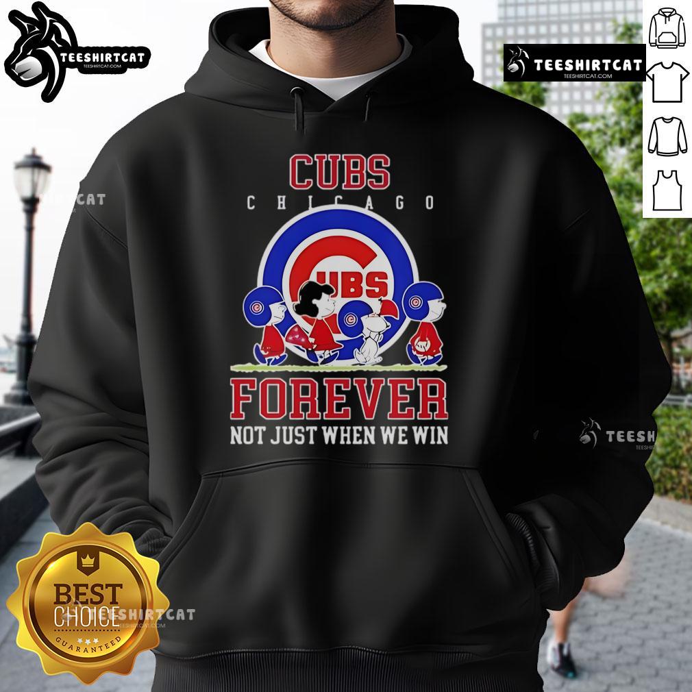 Premium Peanuts Charlie Brown Snoopy Chicago Cubs baseball hoodie - 'Forever, Not Just When We Win' design.