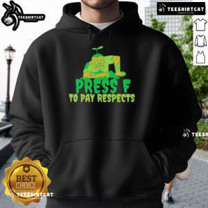 Premium Press F to Pay Respects Zombie Gamer Meme Halloween Hoodie design featuring a spooky gamer graphic.