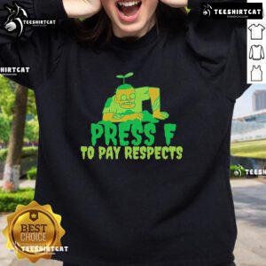 Premium Press F to Pay Respects Zombie Gamer Meme Halloween Sweatshirt featuring a spooky design for gamers.