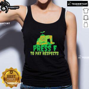 Premium Press F to Pay Respects Zombie Gamer Meme Halloween Tank Top for stylish spooky gaming enthusiasts.