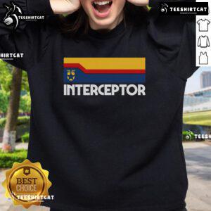 Premium Retro Interceptor Logo Sweatshirt featuring a vintage design and comfortable fit for stylish casual wear.