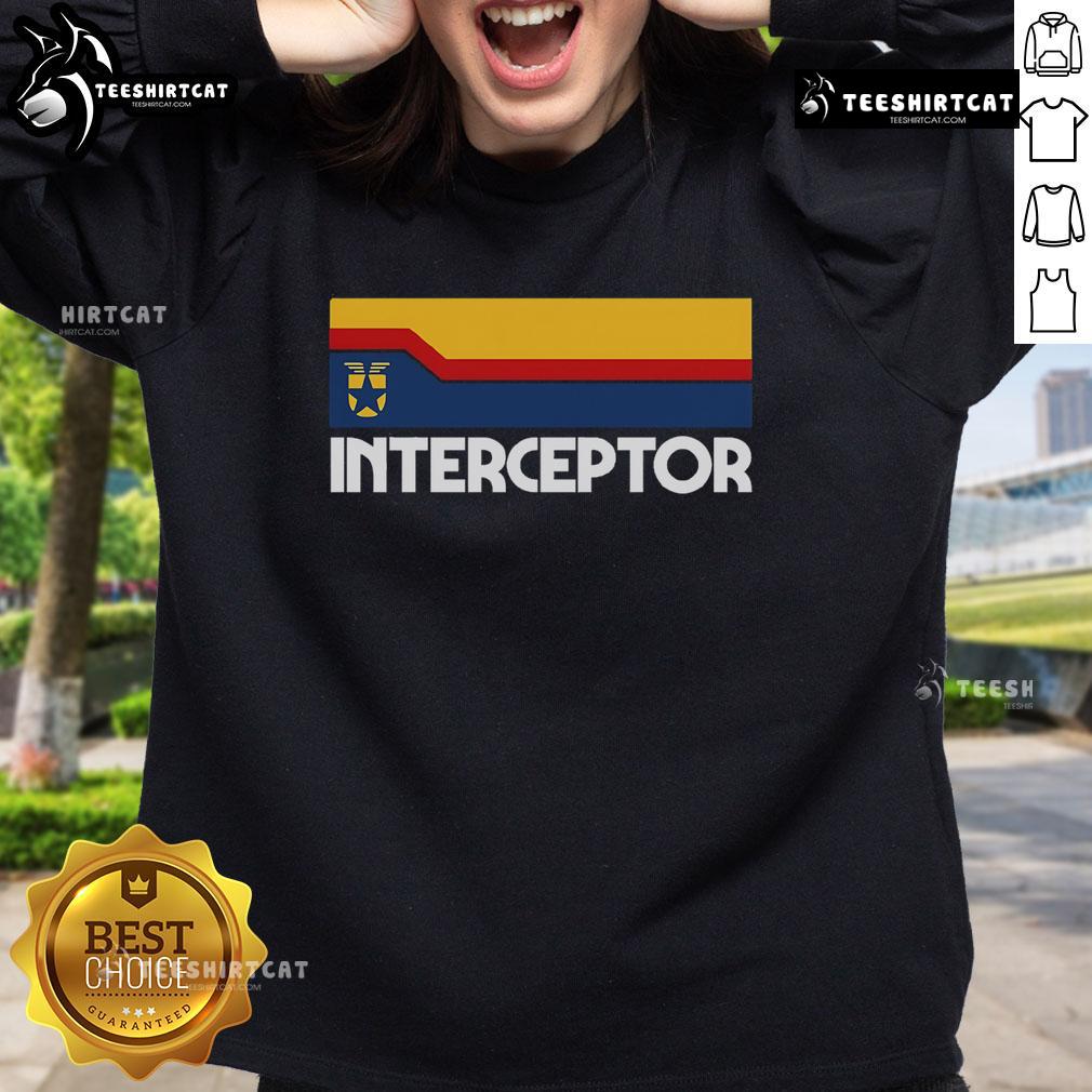 Premium Retro Interceptor Logo Sweatshirt featuring a vintage design and comfortable fit for stylish casual wear.